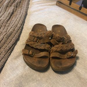 White Mountain Brown Leather Sandals sz9.5